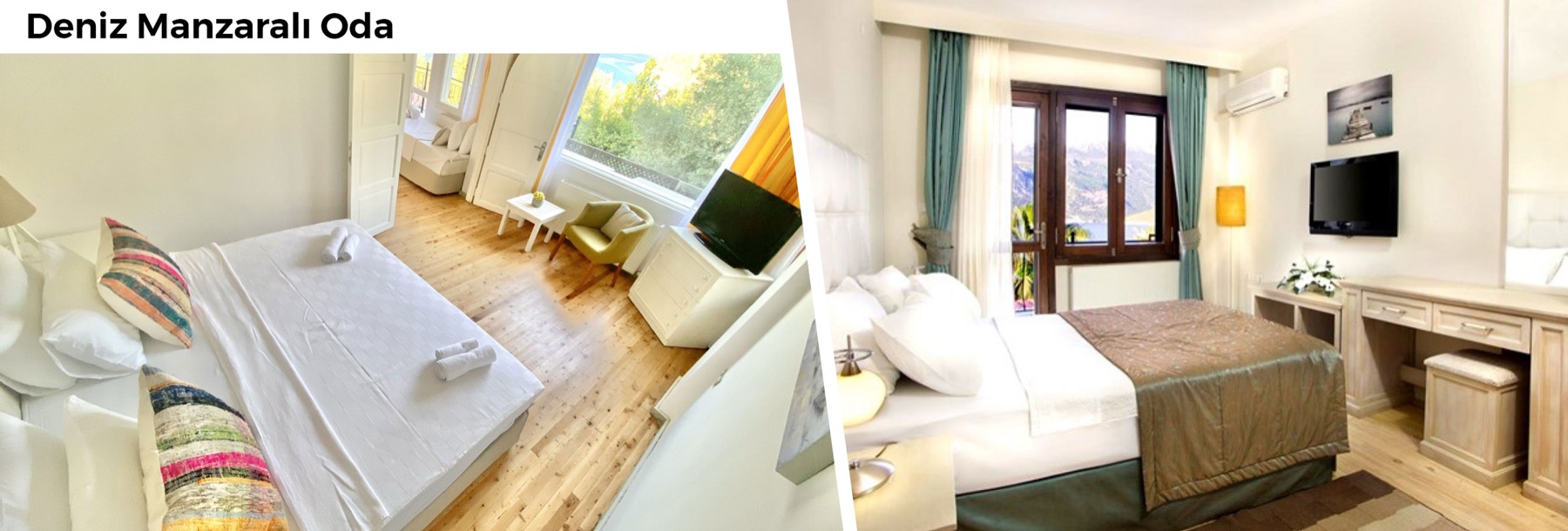 Deniz manzaralı otel odaları